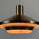 Copper colored aluminum pendant light from Lyskaer belysning. Denmark 1970s