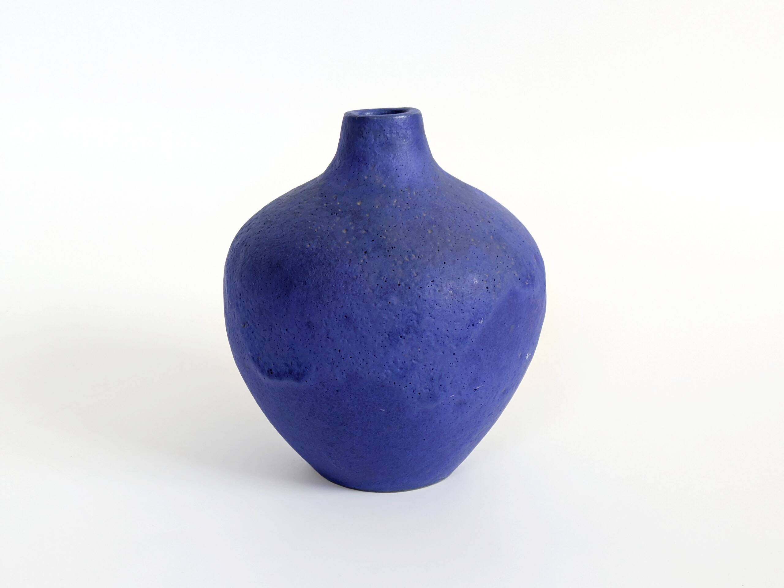 Vase céramique bleu Klein Heyne Keramik, Fat Lava, Allemagne années 60