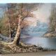 Antique oil painting – Lakeside – nature and tranquility