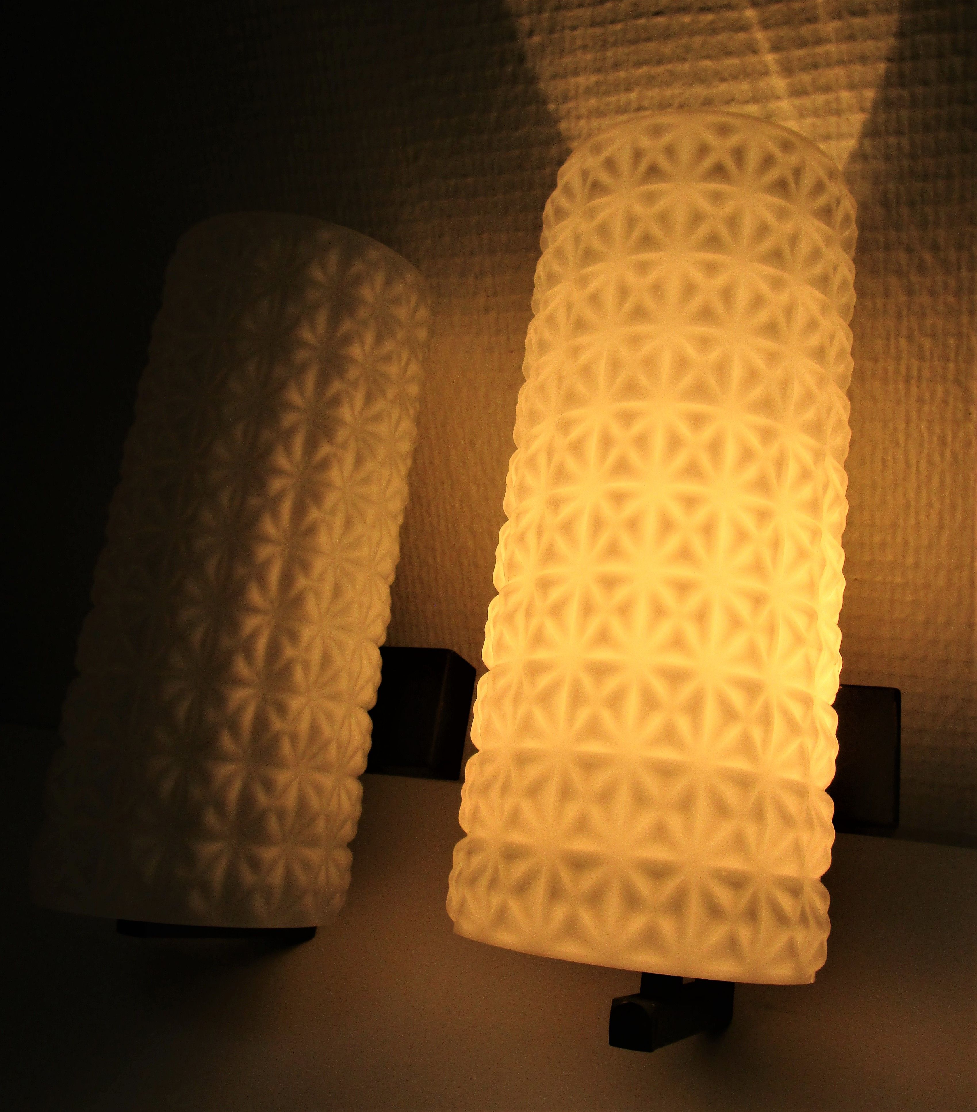 Pair of opaline wall lamps cylinder and metal years 50-60
