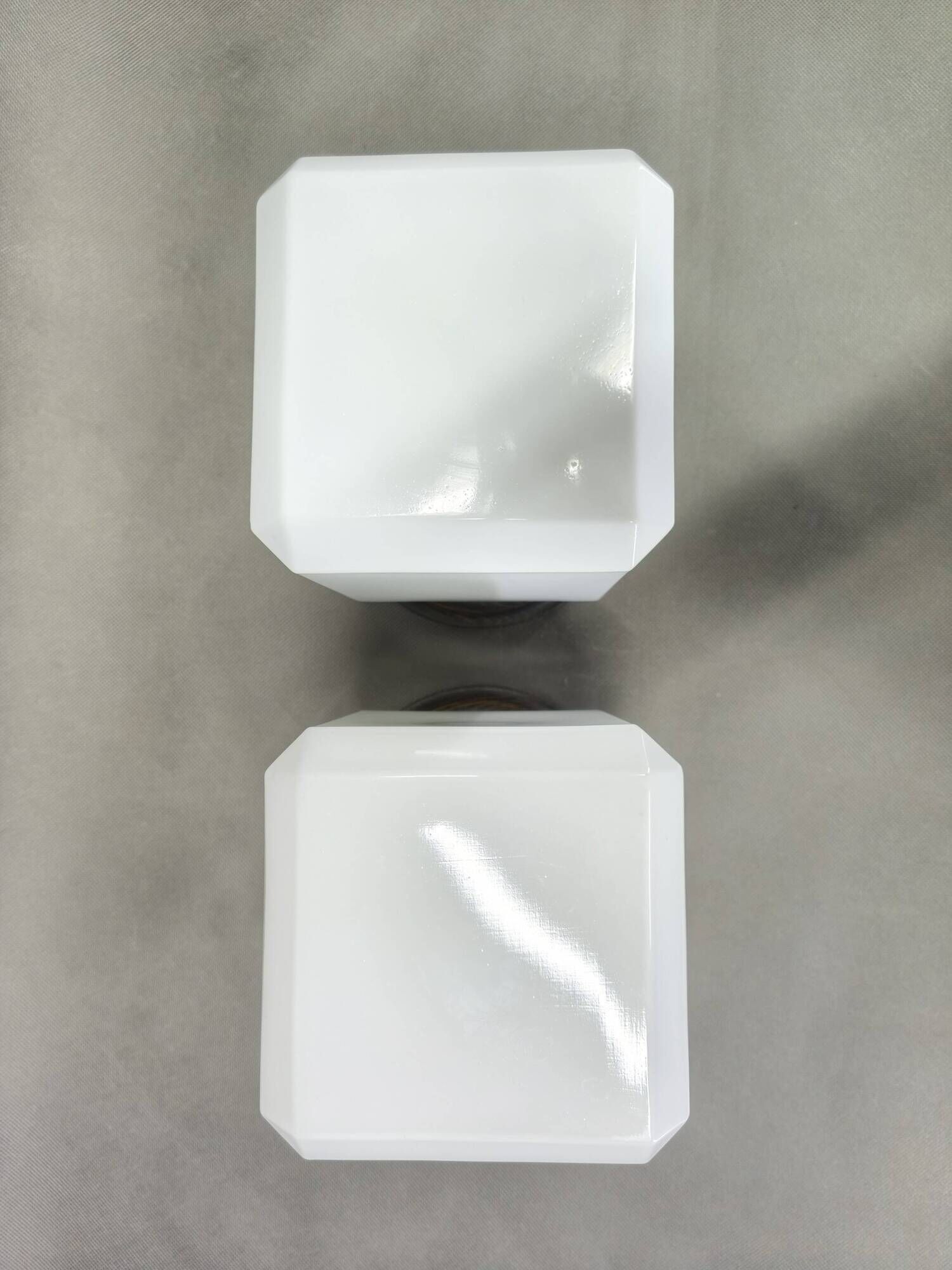Pair of Art Deco Nickel Wall Lights with Milky Glass, 1930s