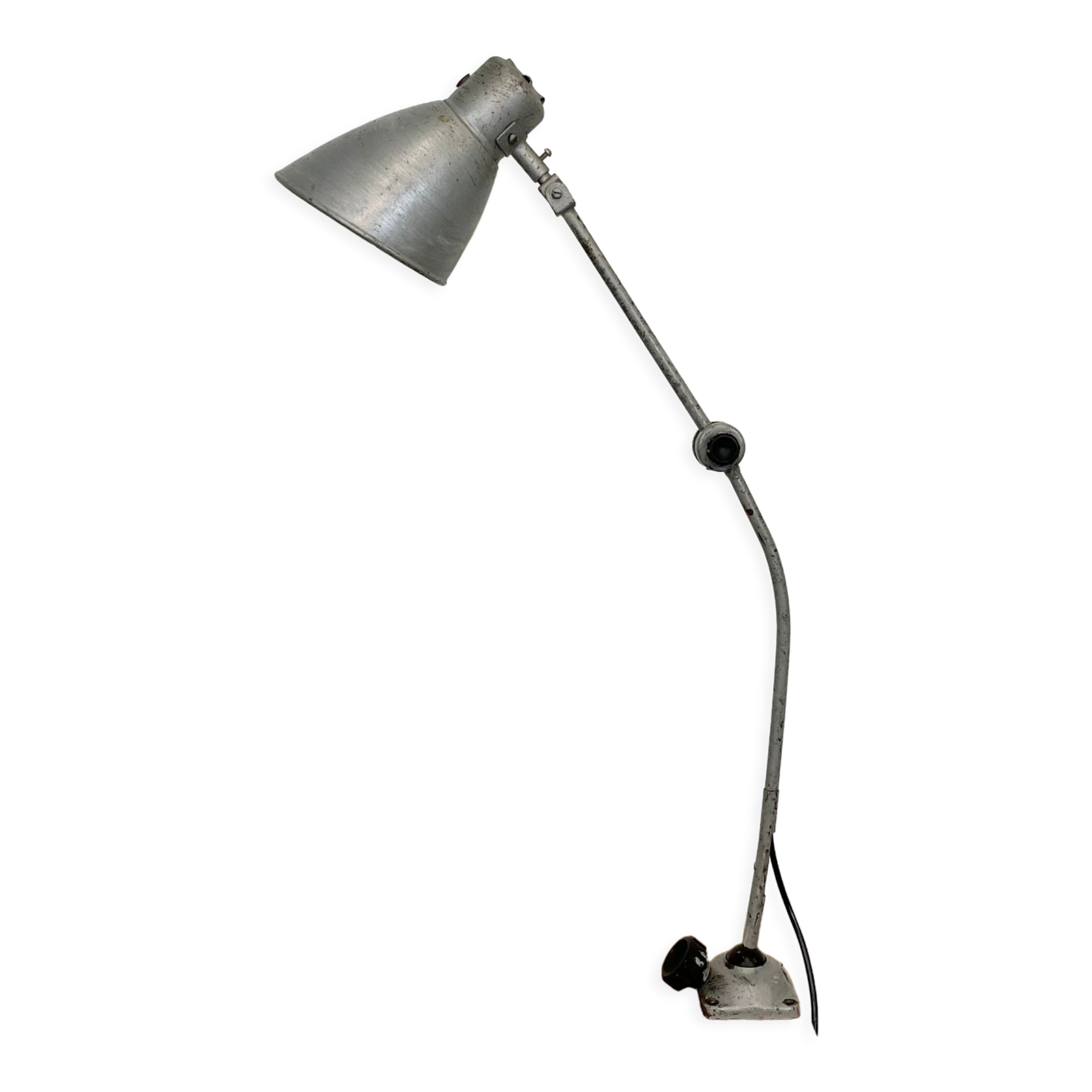 Grey industrial workshop table lamp, 1960s