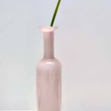 Pink Encased Murano Glass Bottle Vase with Gold Leaf by Salviati, Italy