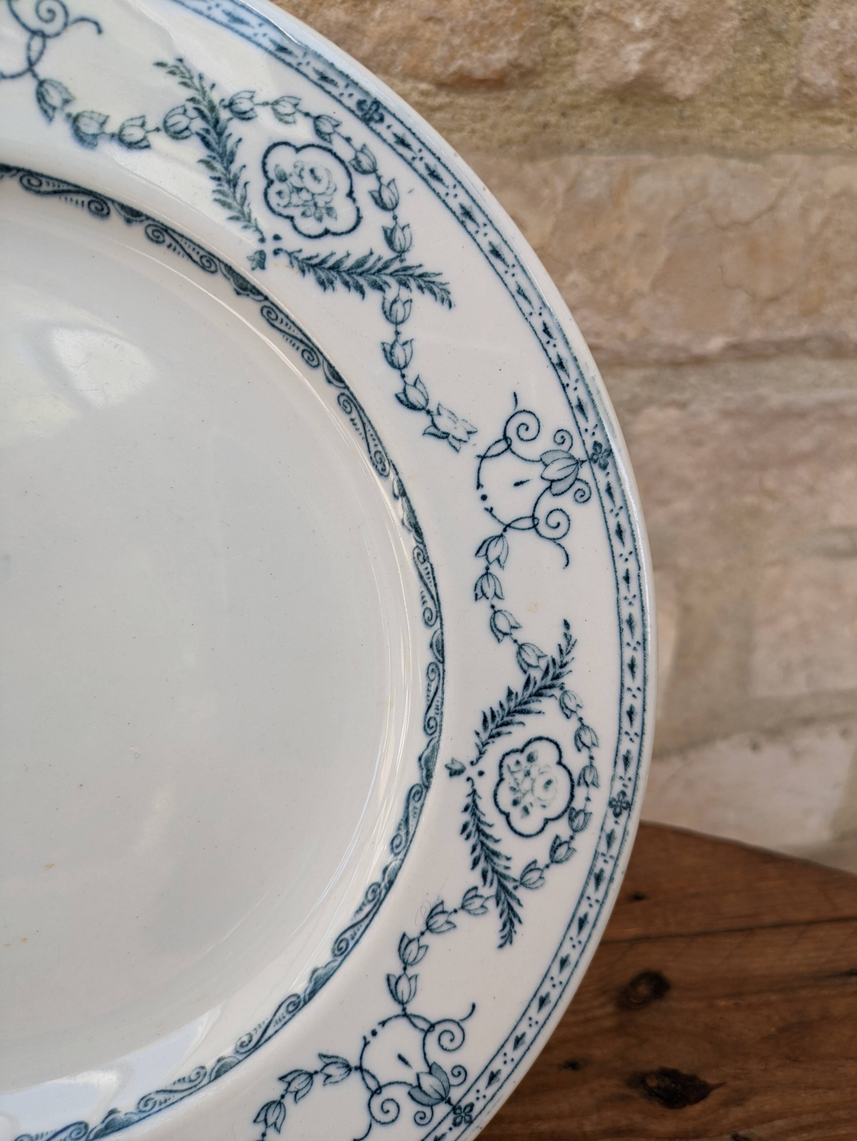 Old plate E. Bourgeois Earthenware Porcelain Crystals