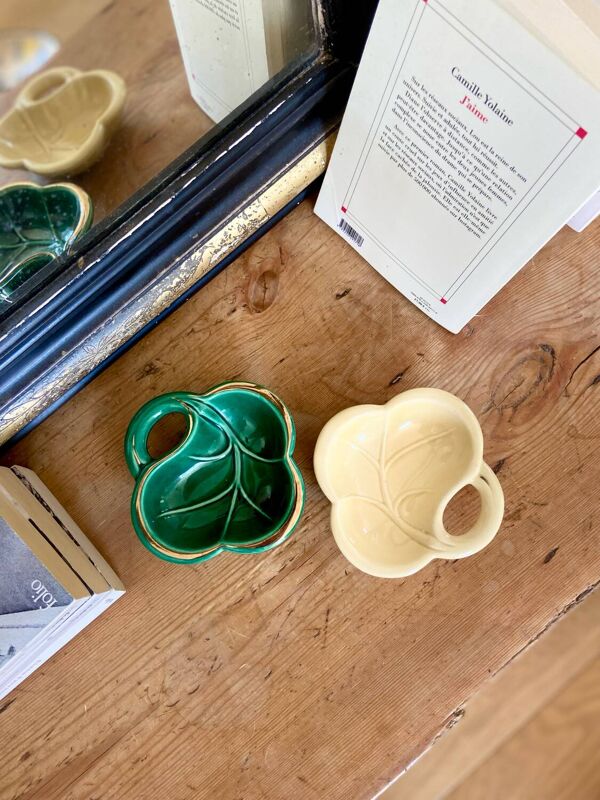 2 vide-poche trèfle en céramique, 1970