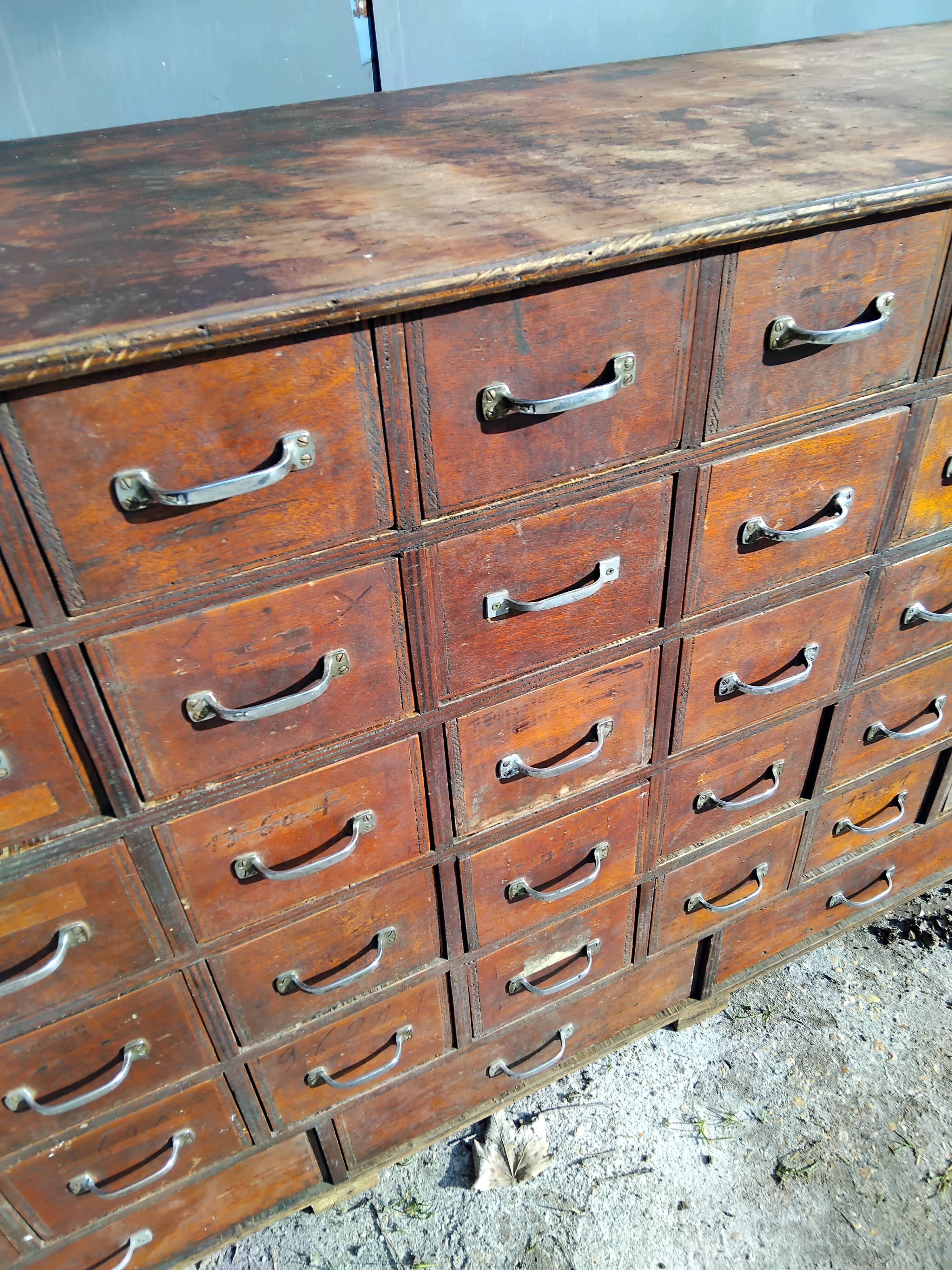 Old sideboard workshop furniture 49 drawers vintage design