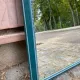 Large wall mirror 50x70 cm — Patinated & beaded blue petrol wooden frame