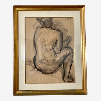Framed charcoal drawing by janie michels