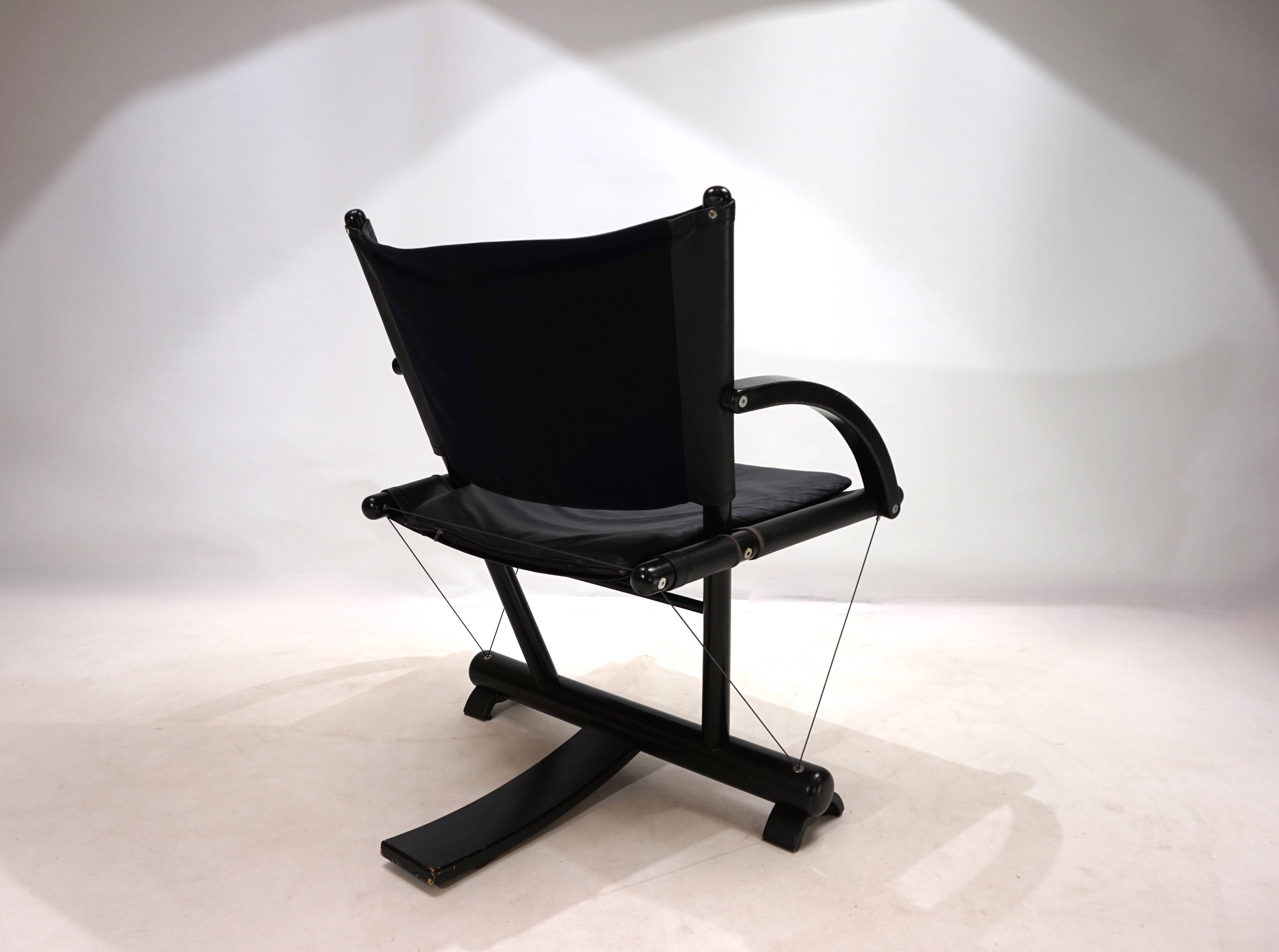 Fauteuil lounge en cuir Weishäupl Werkstätten String, 1980