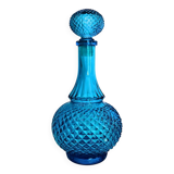 Bouteille en verre bleu belge vintage