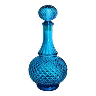 Bouteille en verre bleu belge vintage