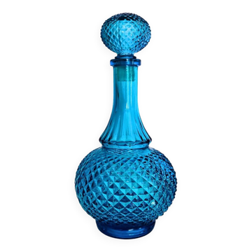 Bouteille en verre bleu belge vintage