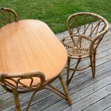 Rattan dressing table with her chair