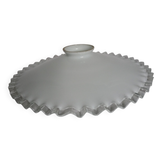 White opaline lampshade with transparent edge