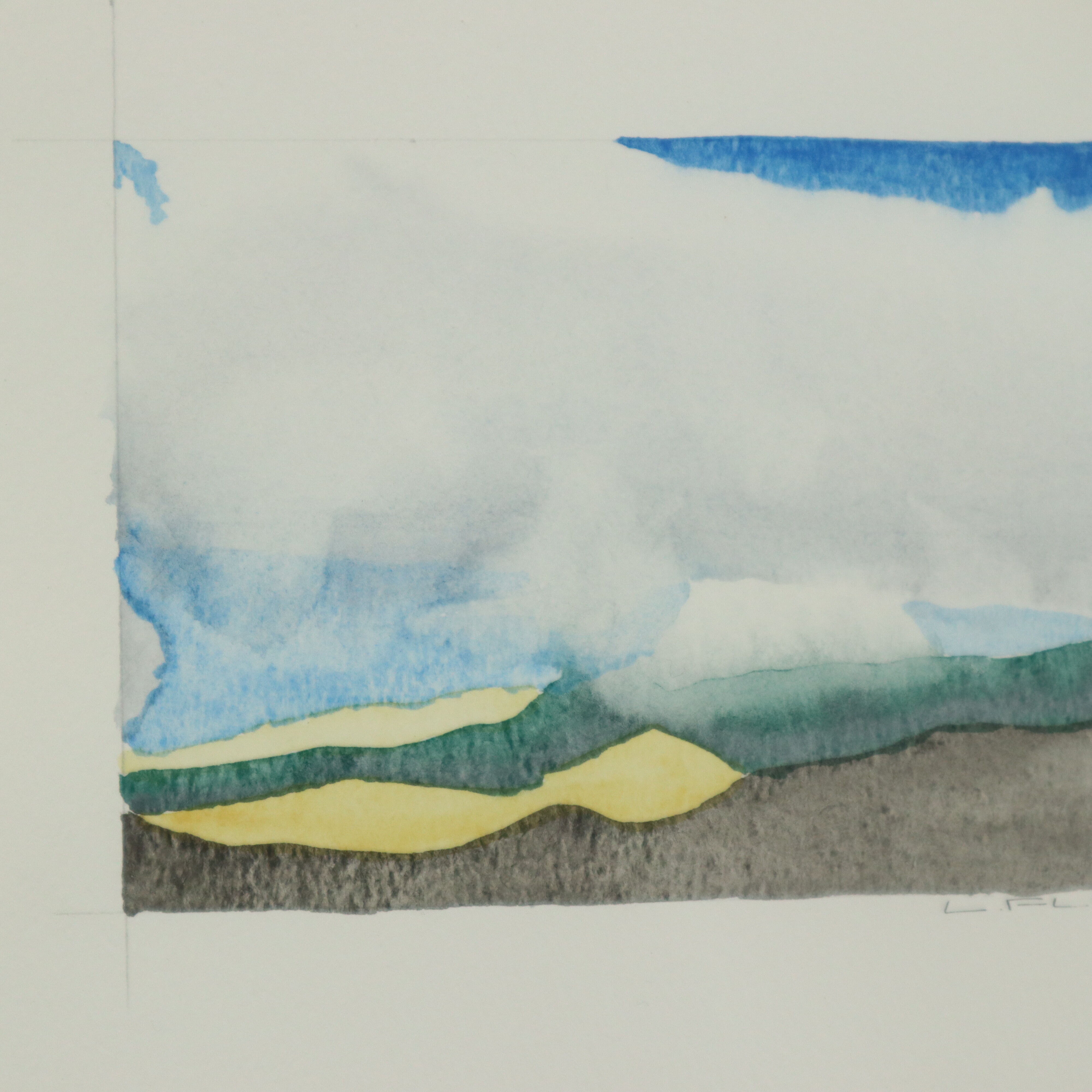 Watercolor The Calm Sea Lieven Florizoone Signed and Dated 1982