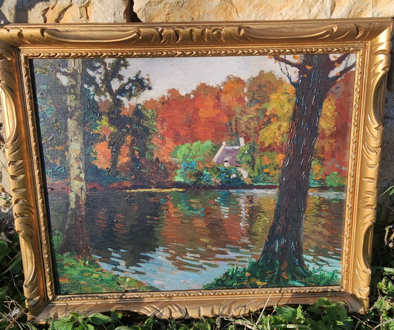 Oil painting on panel - signed Lucien Frennet - framed