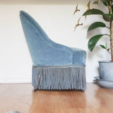 Velvet Ottoman Chair vintage toad velvet blue 70s