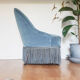 Fauteuil crapaud vintage velours bleu années 70