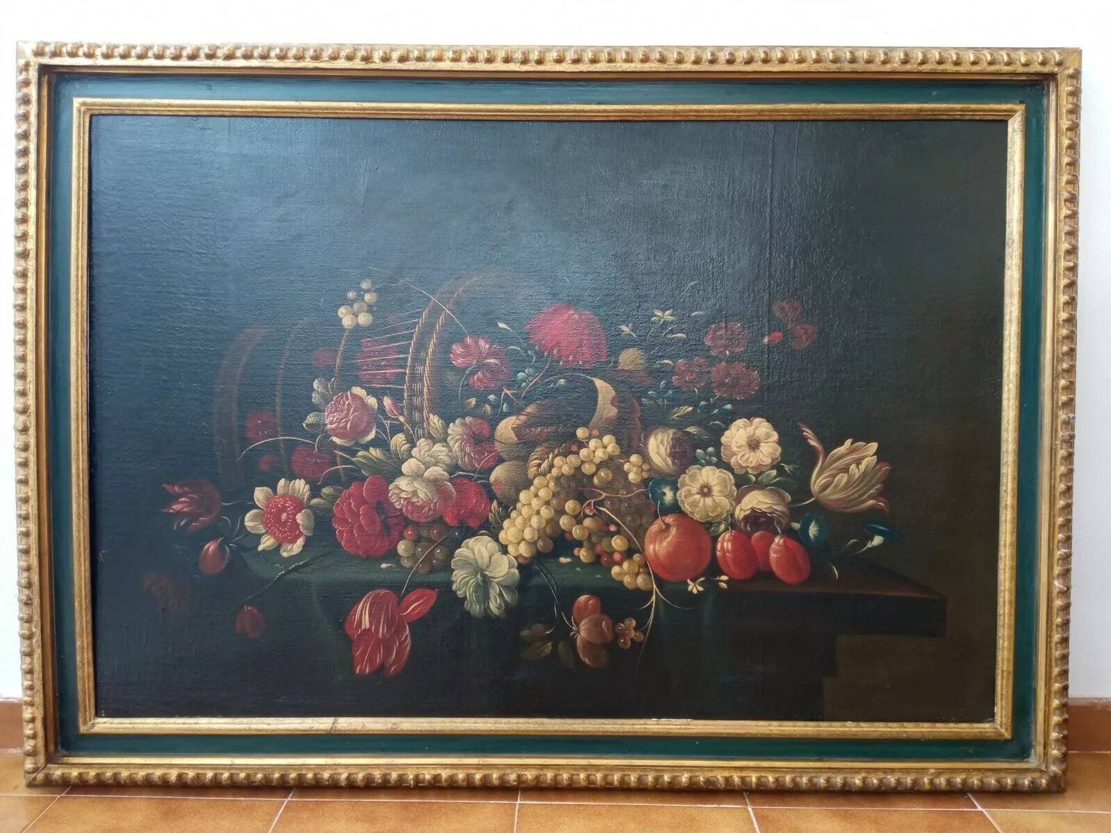 18th Century Floral Bouquet Still Life Framed Oil Painting