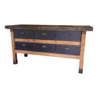 Beech workbench with drawer