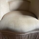 Old toad armchair in beige velvet