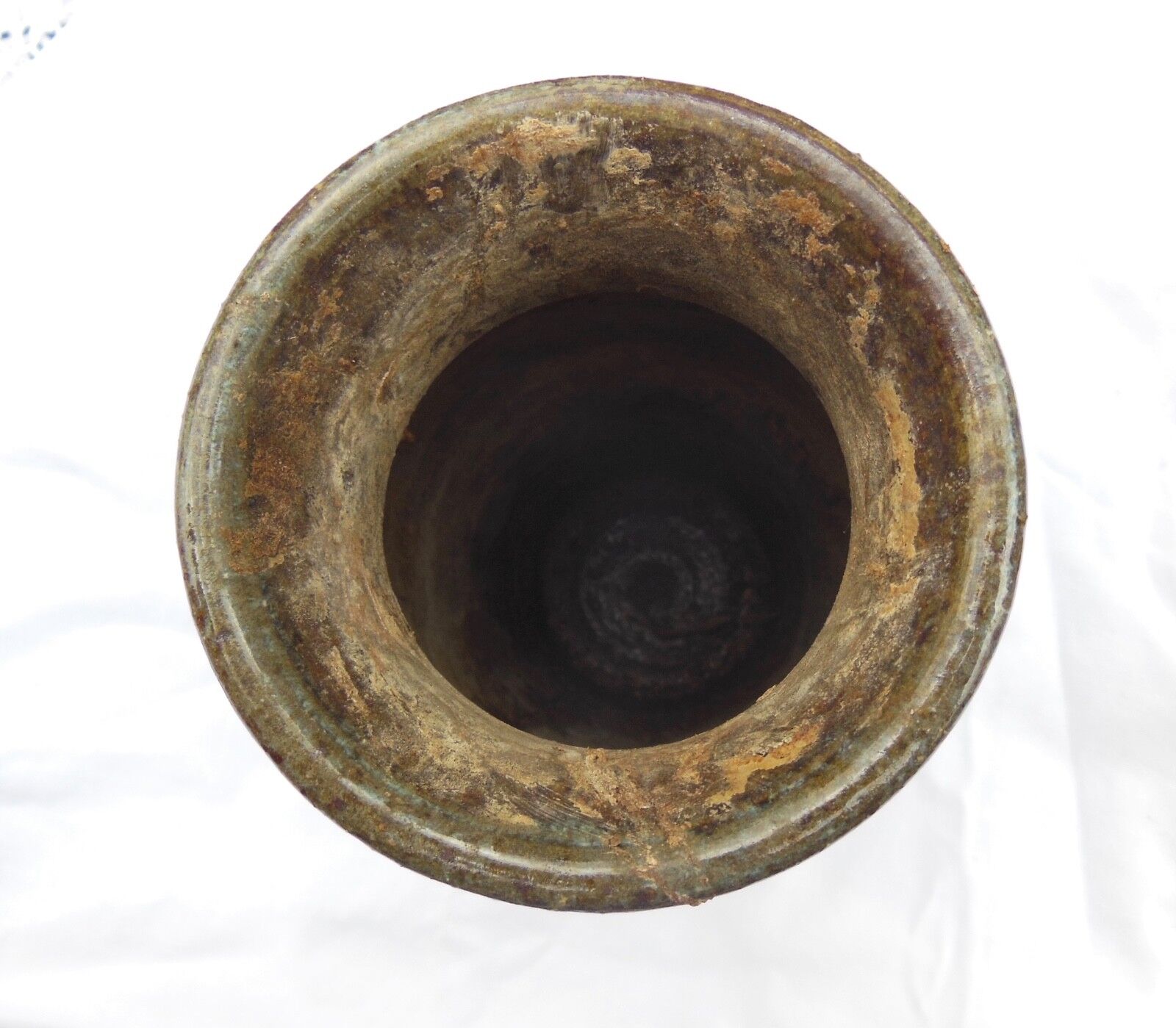 VASE IN SPECKLED AND GLAZED CERAMIC -MONOGRAMMED - TO BE IDENTIFIED