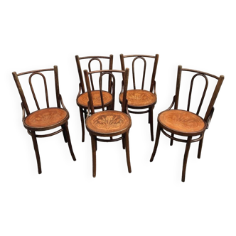 Chaises bistrot en bois courbé dans le style Art nouveau
