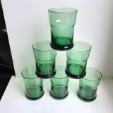 Set of 6 green glasses design 70s
