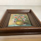 Small flower painting, oil on canvas, signed