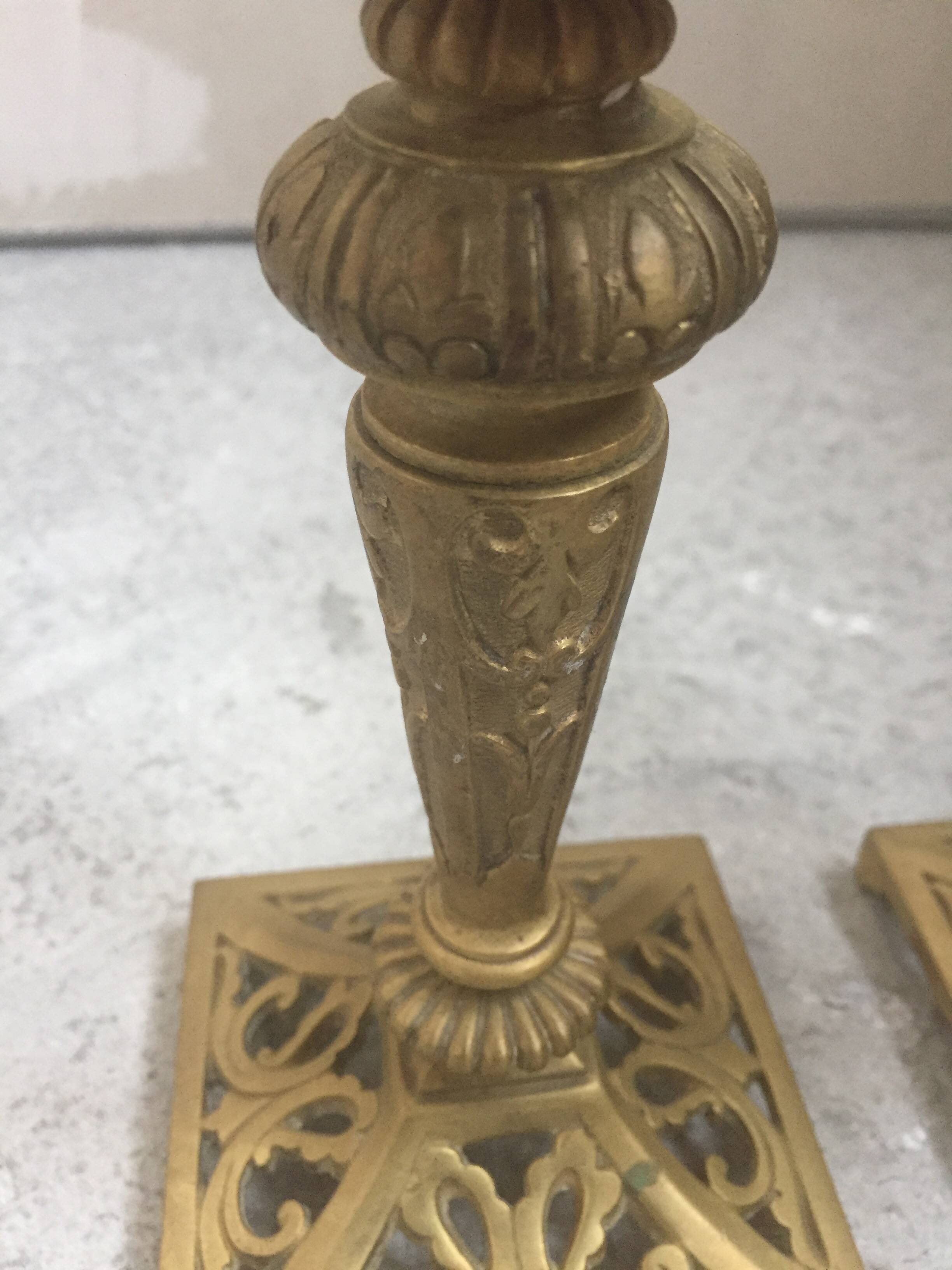 Pair of Napoleon III bronze candlesticks