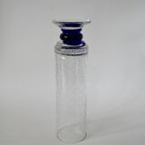 large glass vase by Biot with blue feet 1970