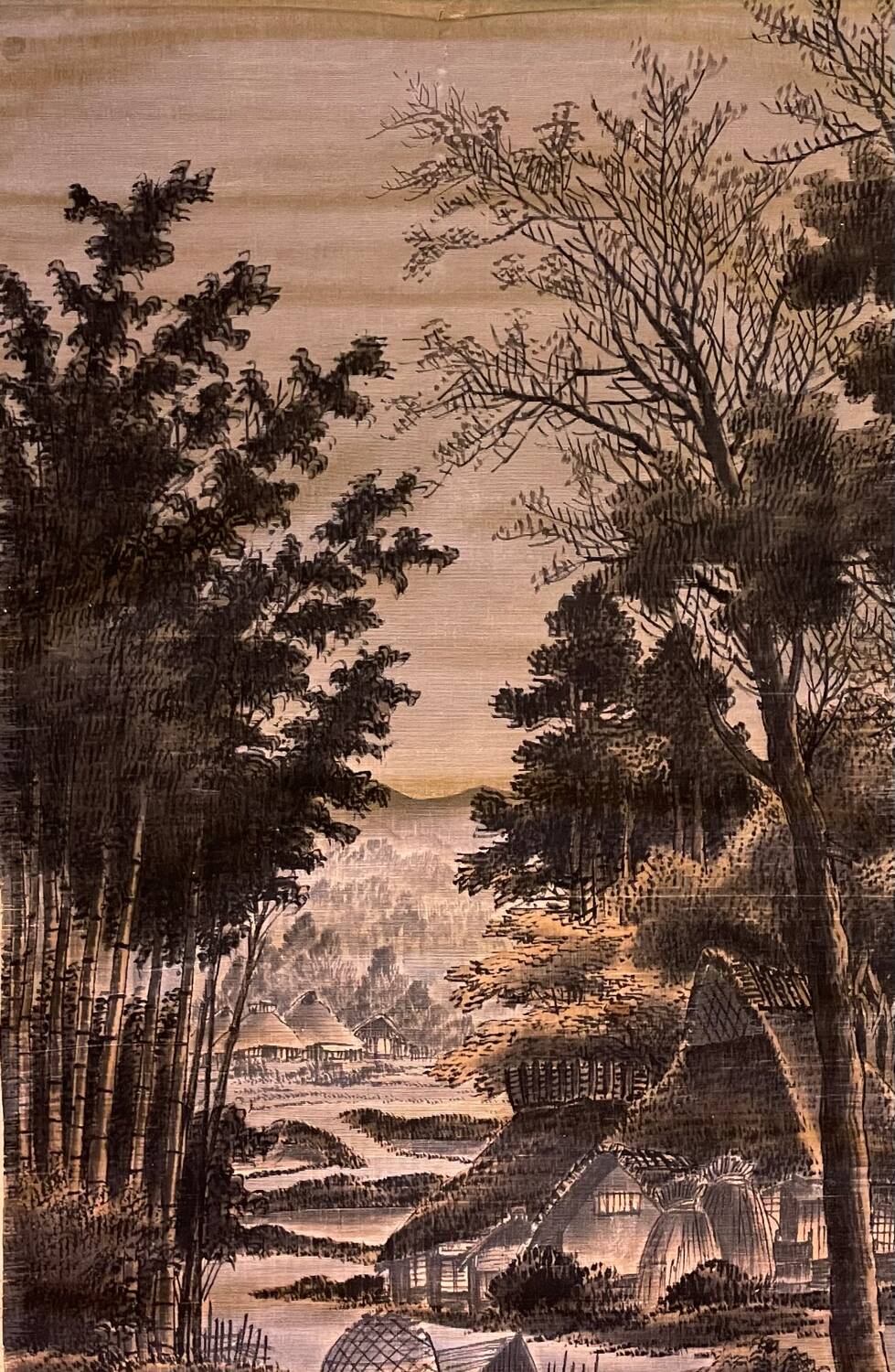 Old tapestry hanging velvet Asia Japan 19th 20th century