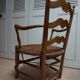 French country provence beech wood armchair with rush wicker seat