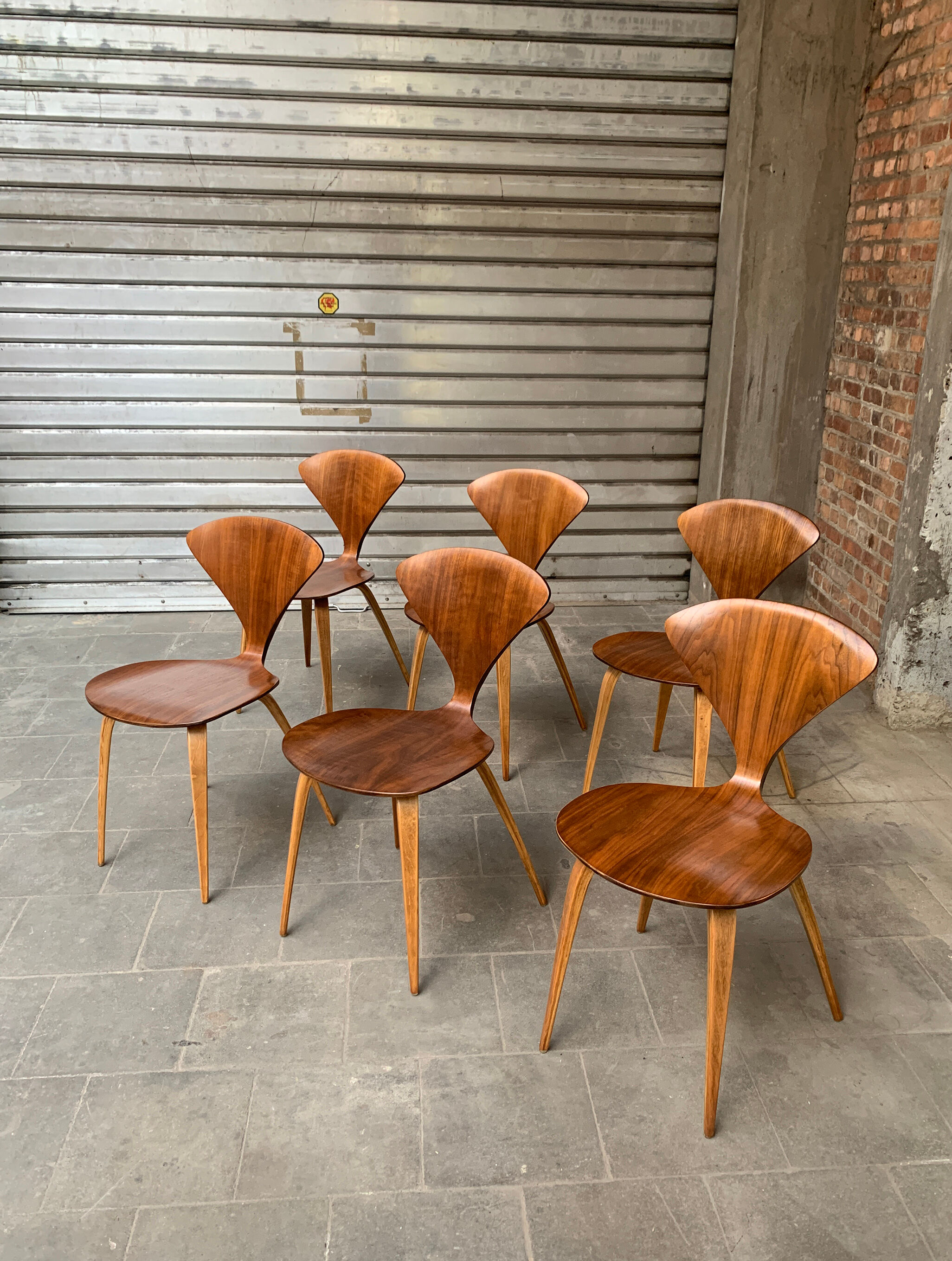 Series of 6 Norman Cherner chairs for Plycraft USA in teak, 1960s