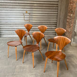 Series of 6 Norman Cherner chairs for Plycraft USA in teak, 1960s