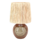 Sandstone lamp by Jacques Vilain, raffia lampshade, 70s ceramic