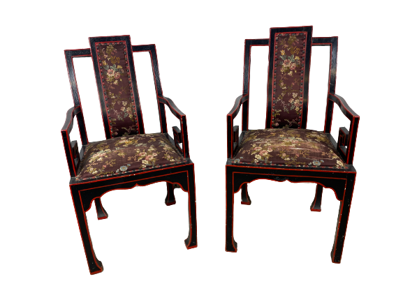 Fauteuils chinois broderie de soie