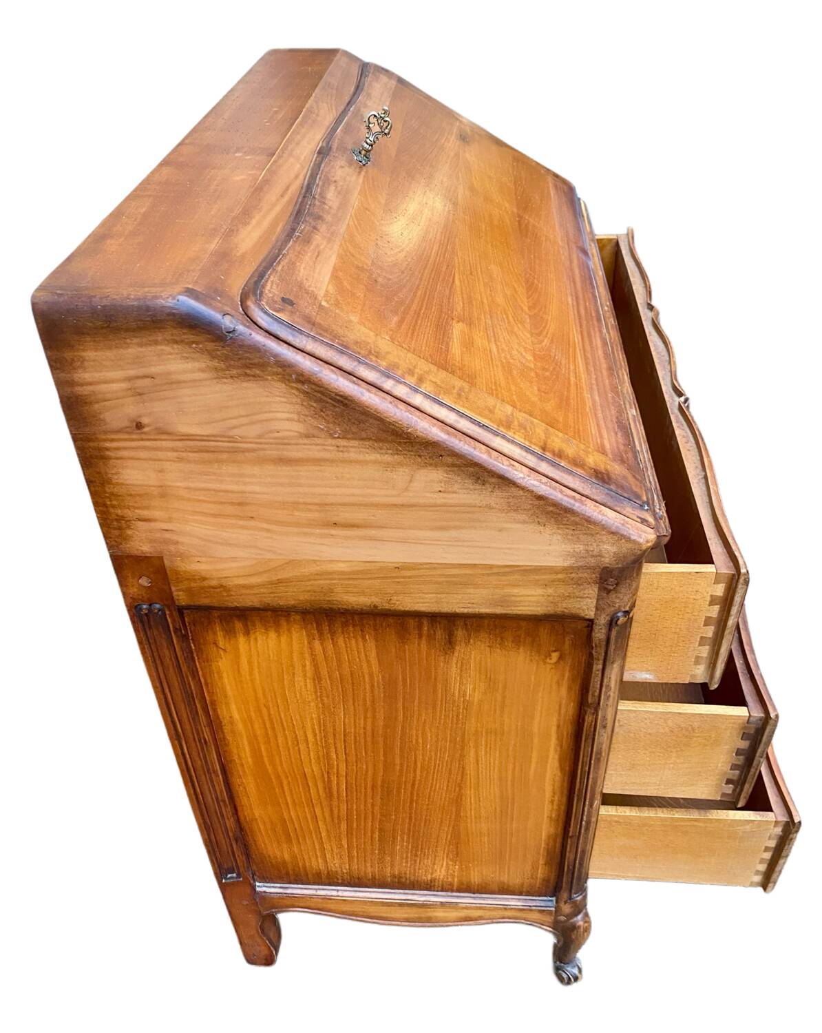 Secretary desk called "scriban" in Louis XV style made of fruitwood.