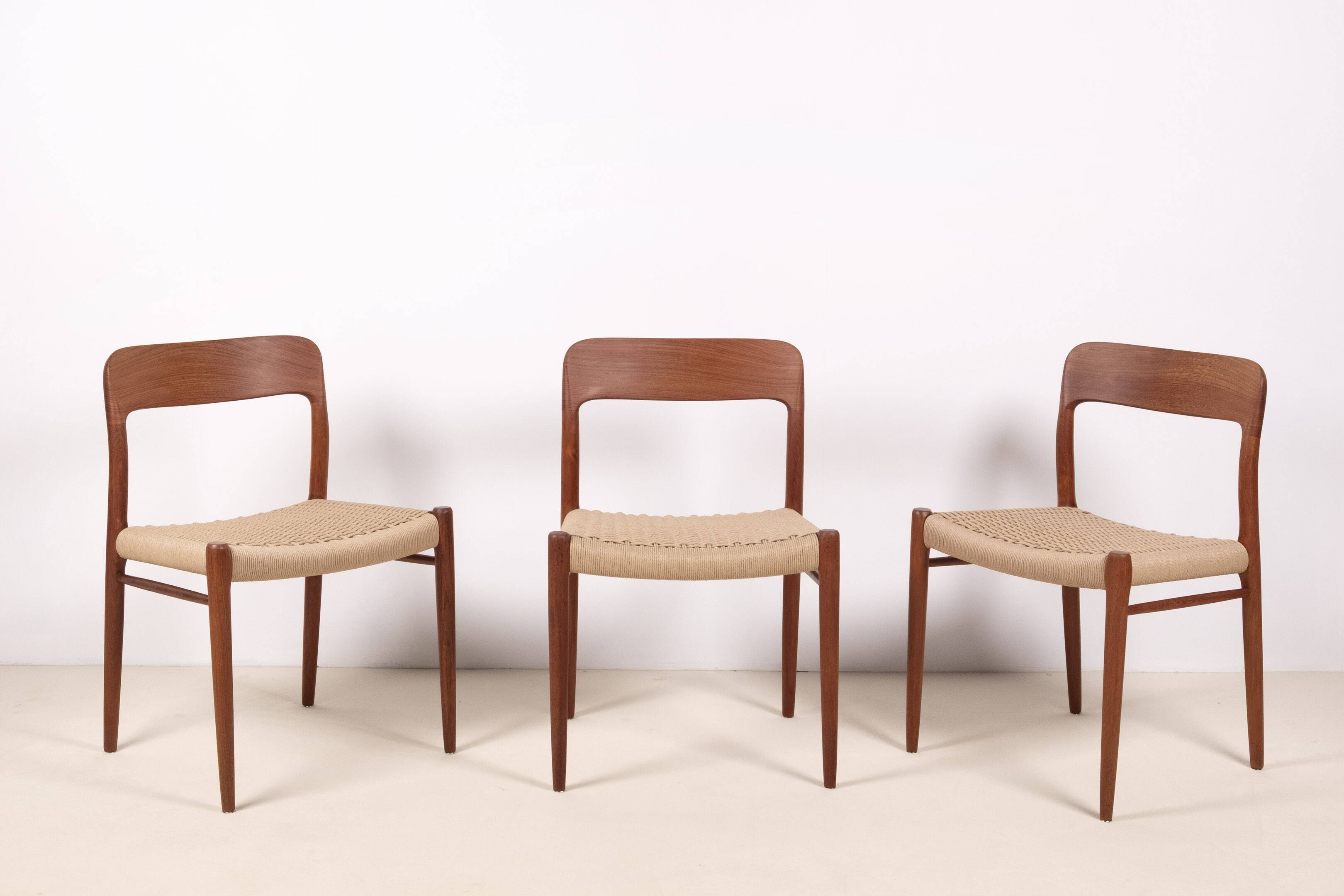 3x Niels Møller Chair Model 75 in Teak, 1960s Denmark