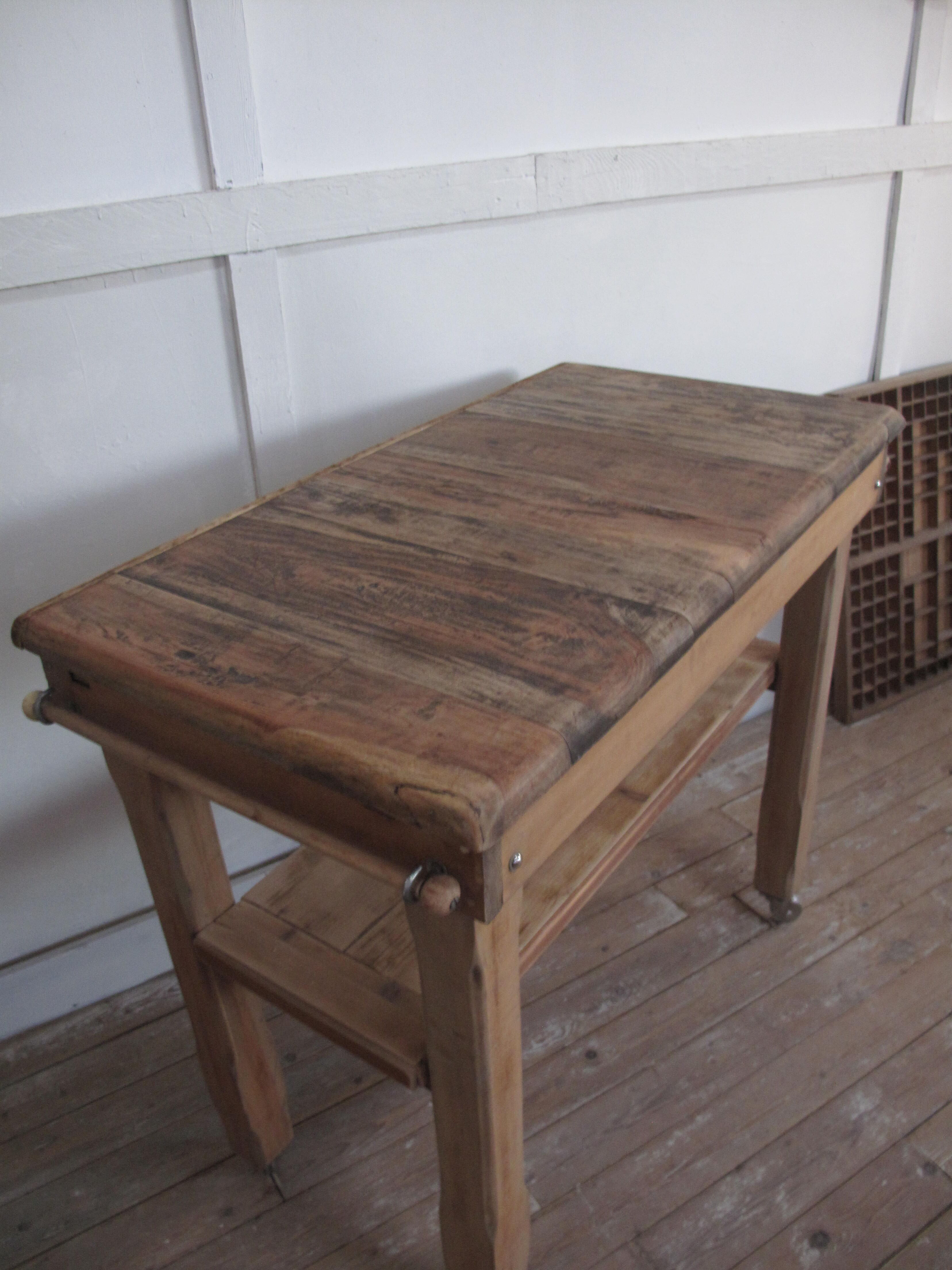 Billot de boucher ancien desserte bois