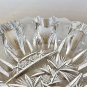 Impressive Bohemian crystal ashtray, crafted and engraved, 1950s.