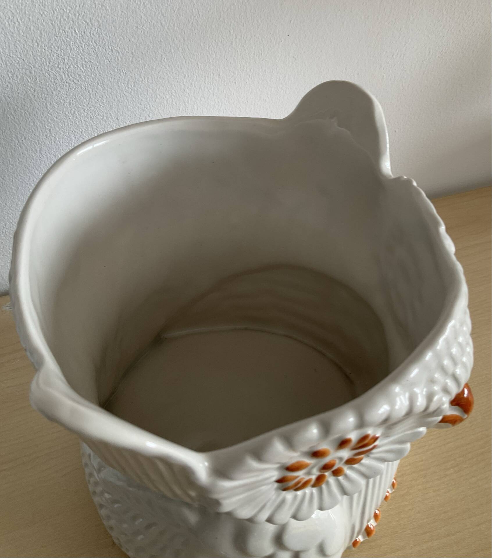 Vintage ceramic owl cache pot signed