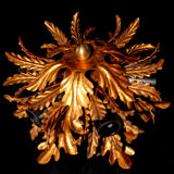 Banci firenze gilded flush mount italian wall lamp, 1960s