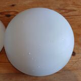 2 white opaline ceiling globes