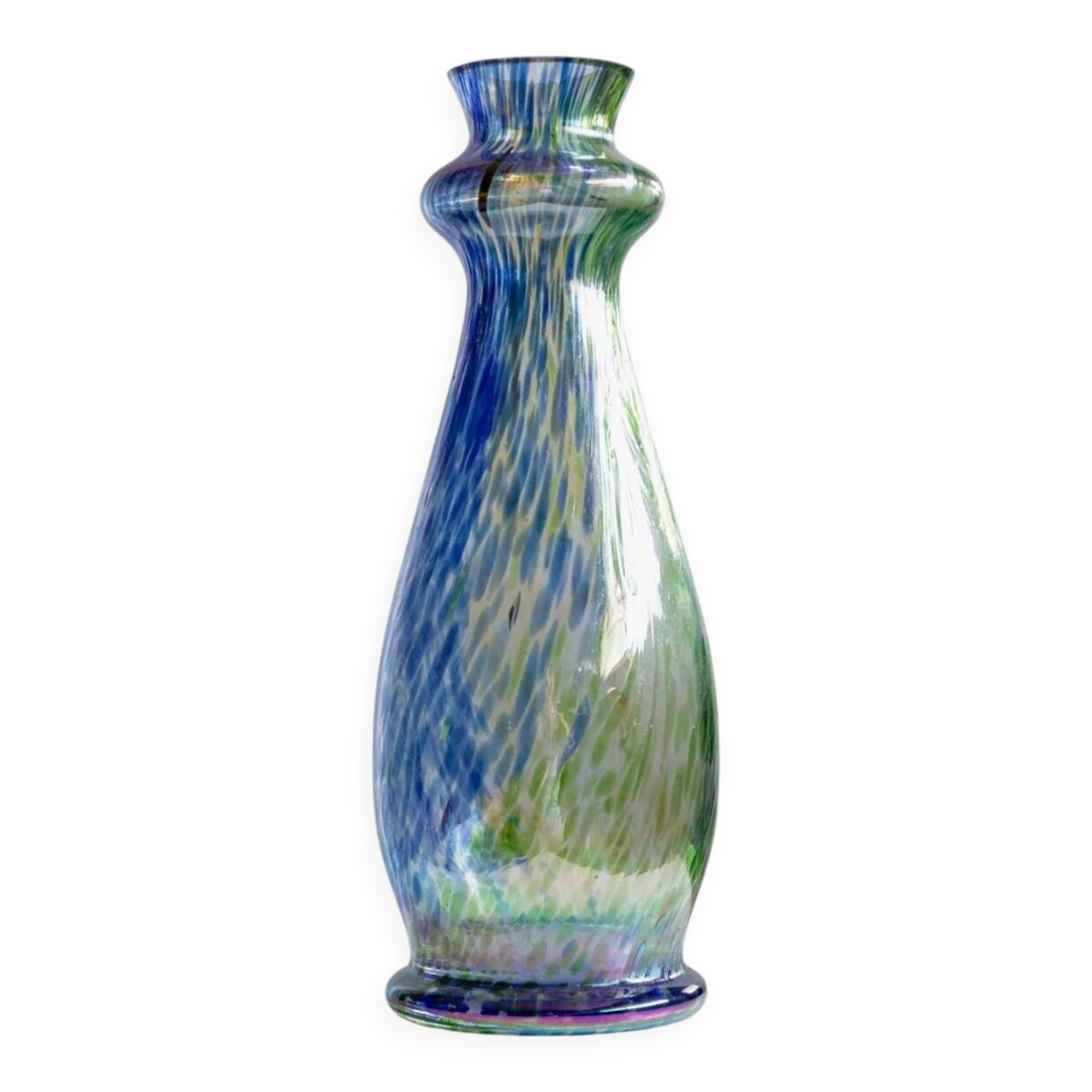 Large Vintage Murano Glass Vase in Multicolor Iridescent Pastel Glass – Italian Art Glass, 1970s