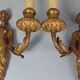 Paire anciennes appliques cariatides bronze doré, électrifiées 4 feux CS862