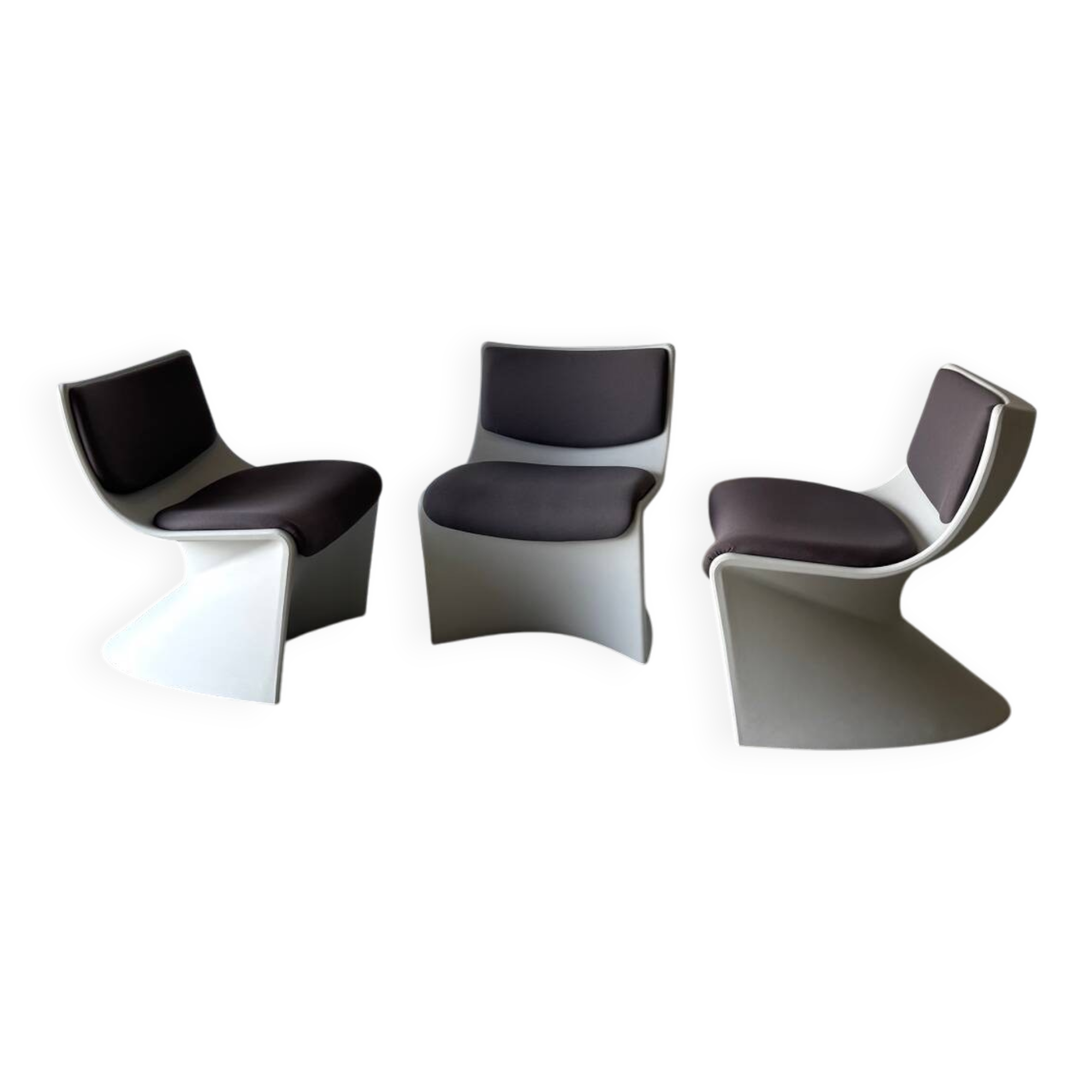 Series of 3 designer armchairs Space by A. Pinaffo and P. Scagnellato