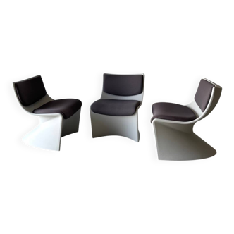 Series of 3 designer armchairs Space by A. Pinaffo and P. Scagnellato
