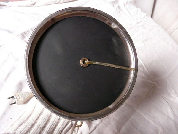 Lampe vintage chrome et globe tulipe verre Clichy