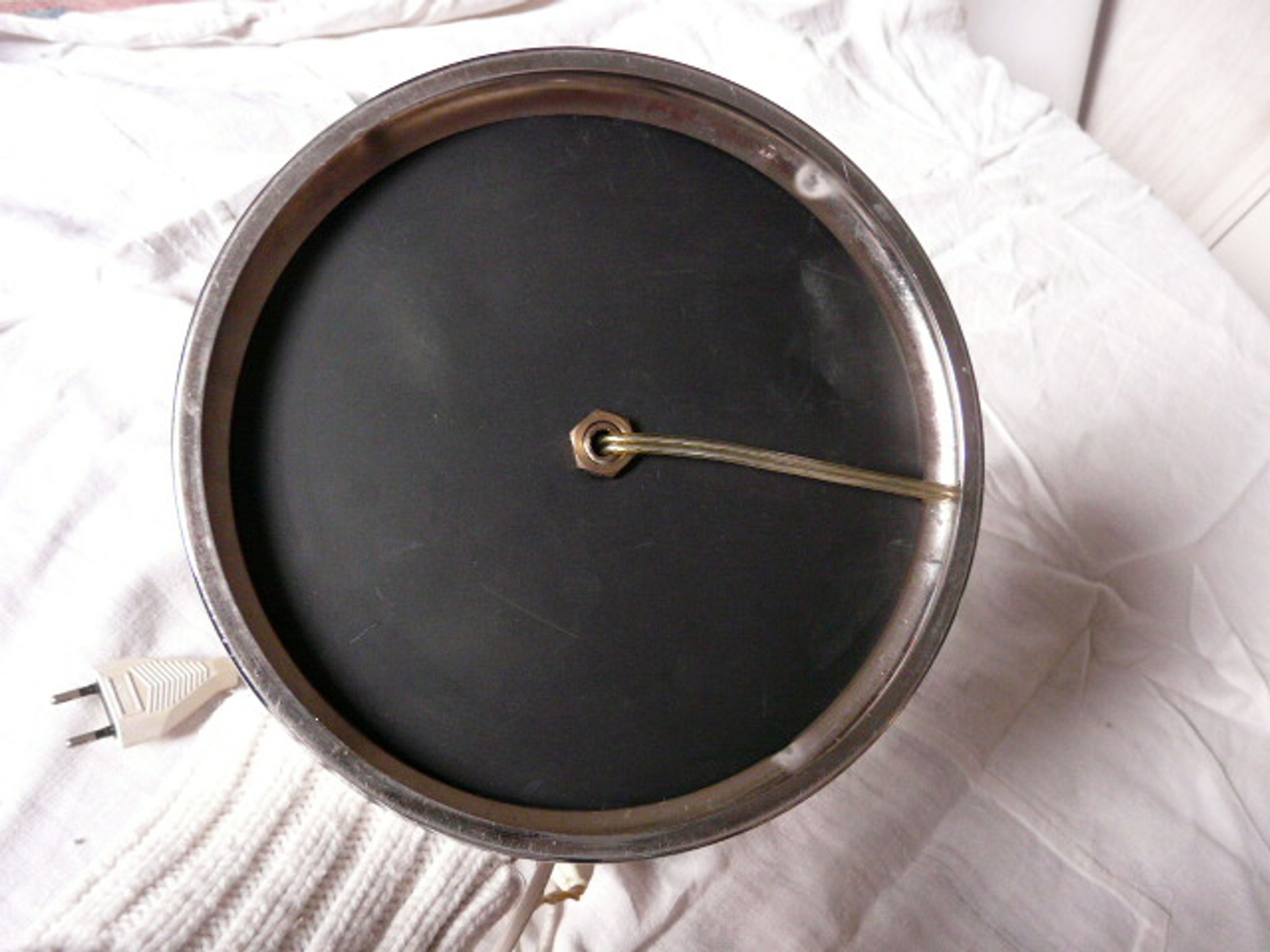 Lampe vintage chrome et globe tulipe verre Clichy